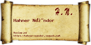 Hahner Nándor névjegykártya